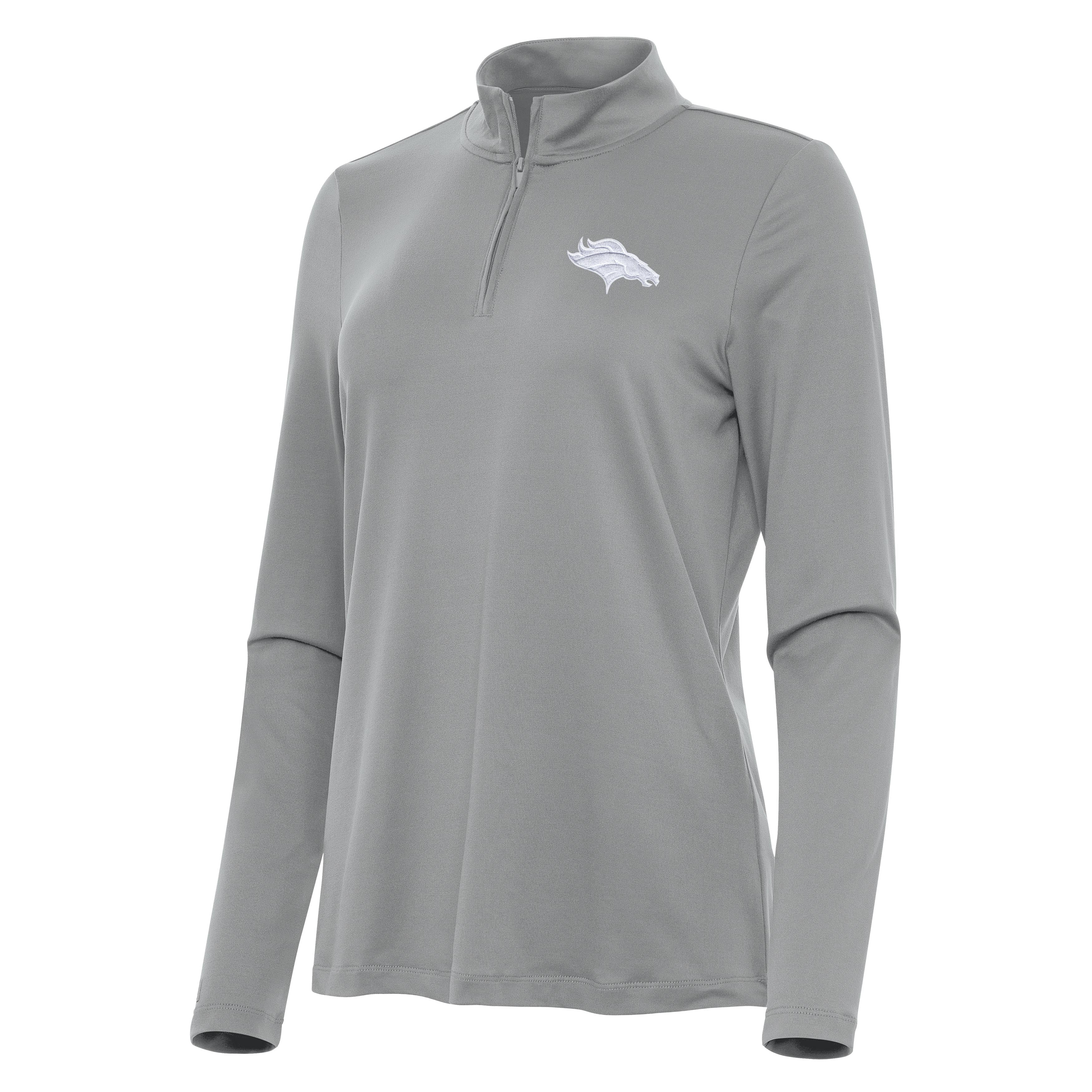 Denver Broncos Womens Reprocess White Logo Quarter Zip Pullover