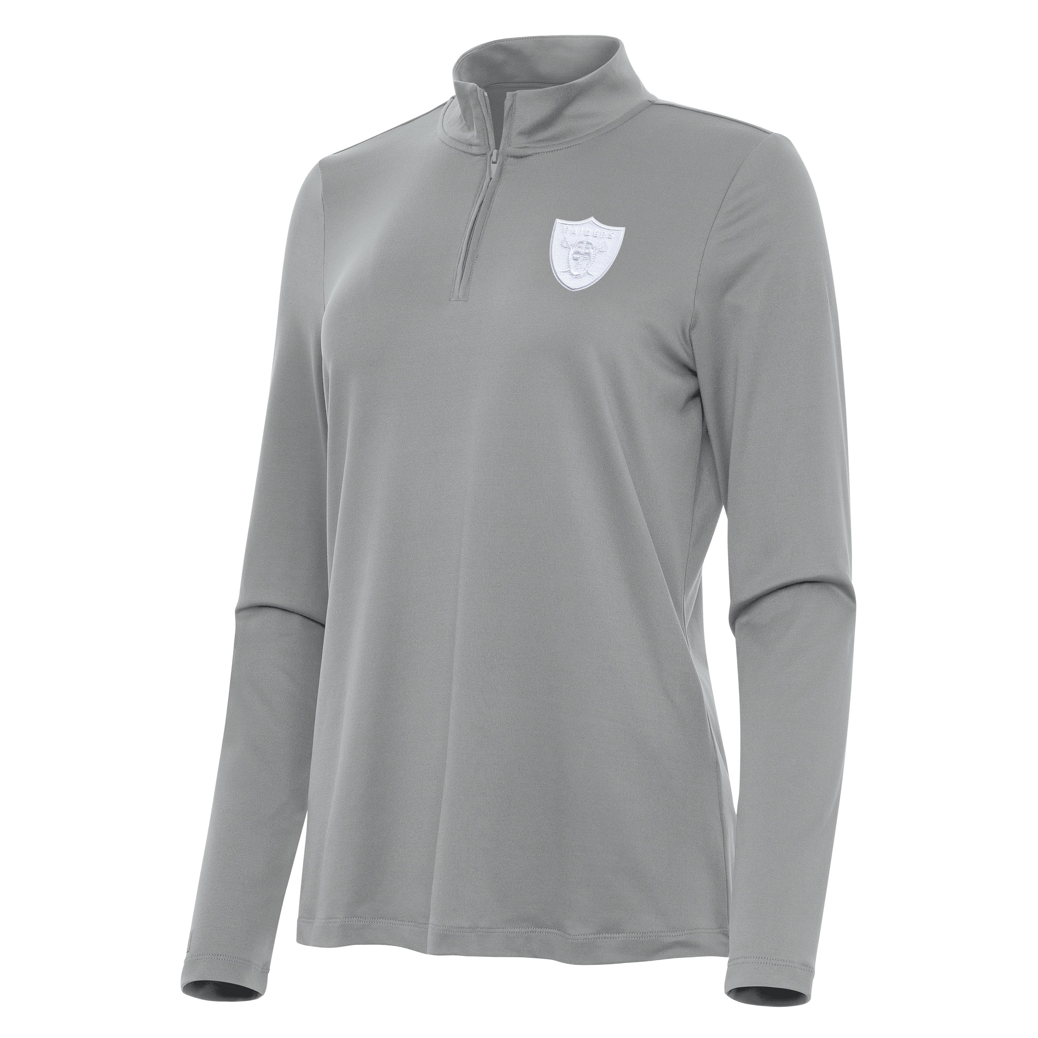Las Vegas Raiders Womens Reprocess White Logo Quarter Zip Pullover