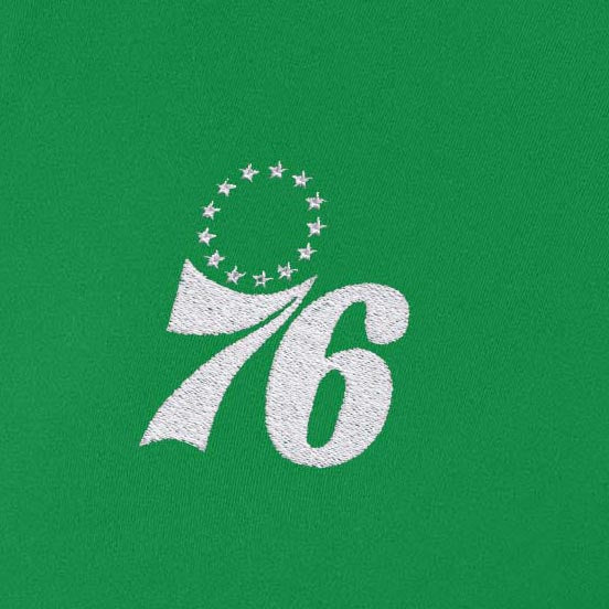 Philadelphia 76ers Womens Intent St Patricks Day White Logo Quarter Zip Pullover - Image 2