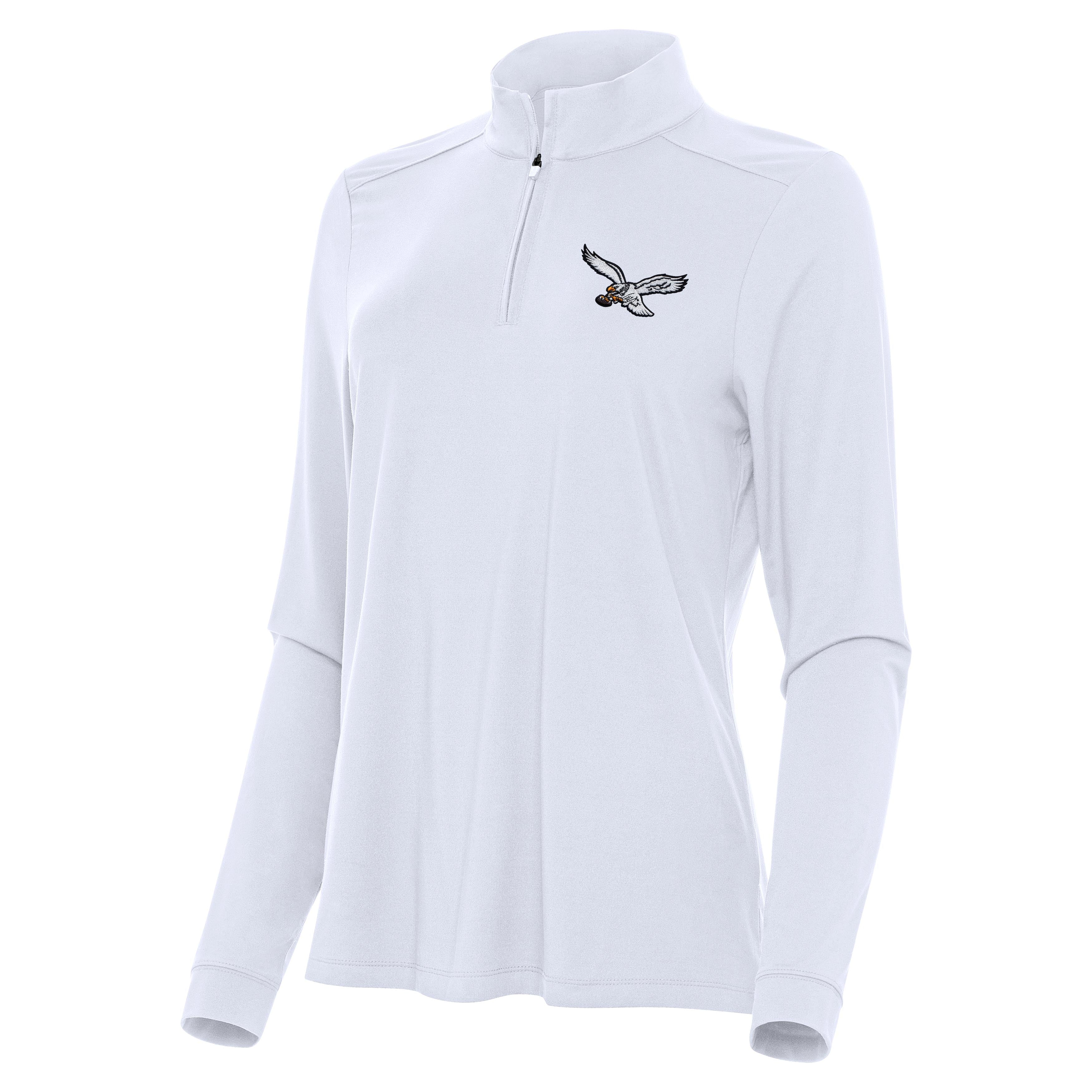 Philadelphia Eagles White Eagle Womens Intent Quarter Zip Pullover
