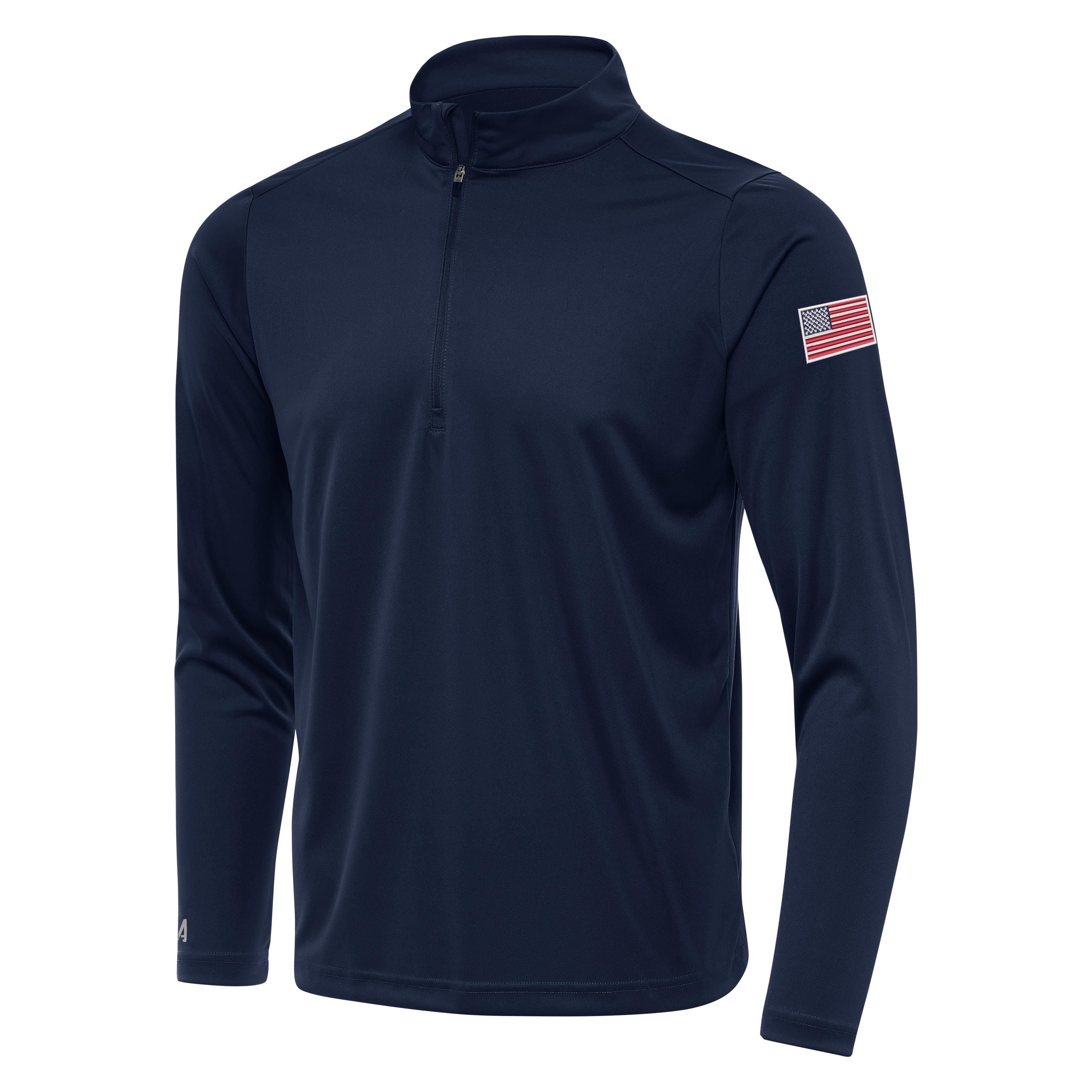 US Flag Left Sleeve Tribute Quarter Zip Pullover - Image 3