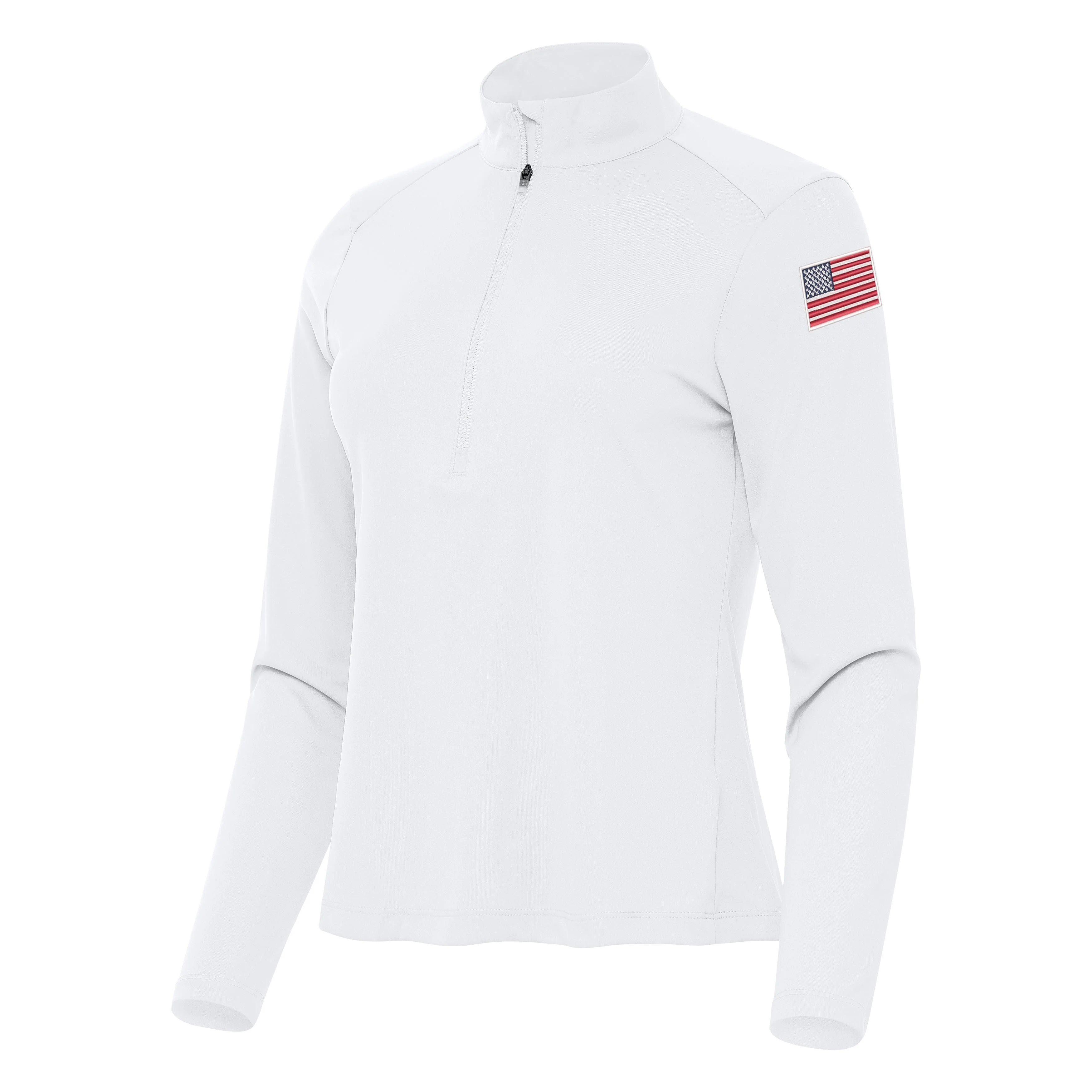 US Flag Left Sleeve Womens Tribute Quarter Zip Pullover - Image 2